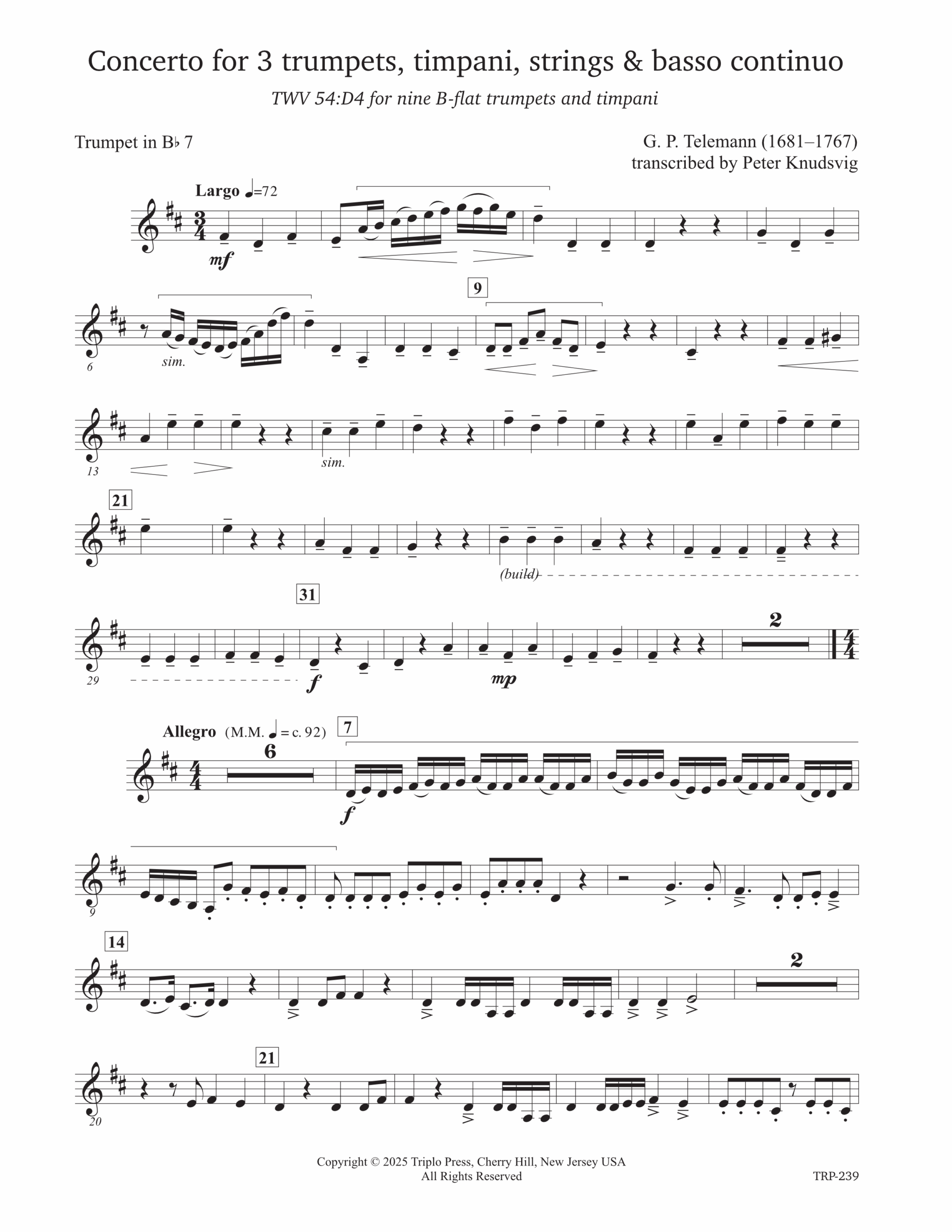 Concerto for 3 trumpets, timpani, strings & basso continuo - Image 5