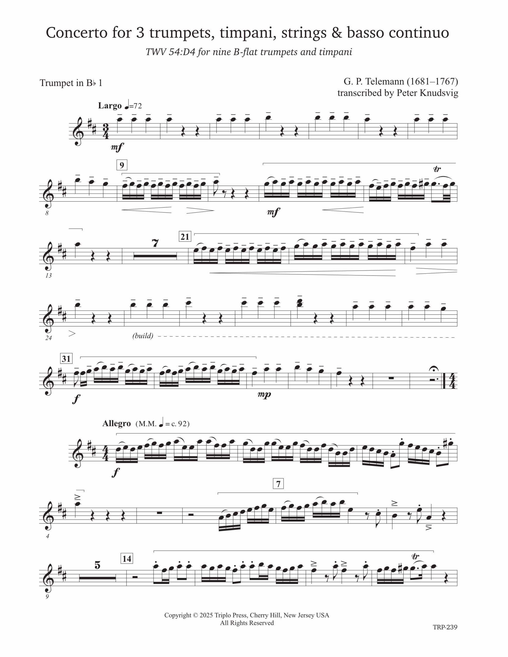 Concerto for 3 trumpets, timpani, strings & basso continuo - Image 4